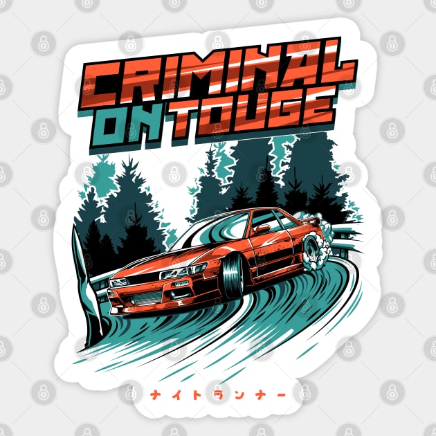 Nissan Silvia s13 Criminal on Touge Drift Sticker by JDM Boyz